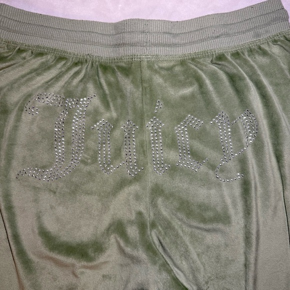 Juicy Couture Pants - Juicy Couture Green Velour Track Pants Rhinestone‎ Logo Y2K